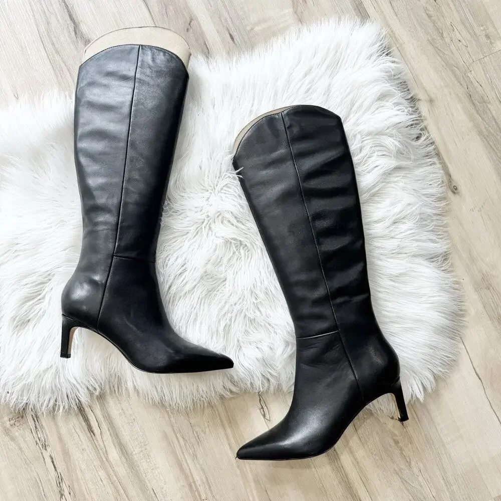 Marc Fisher LTD women's Quinnie knee-high boots Stiletto Kitten Heel 8.5